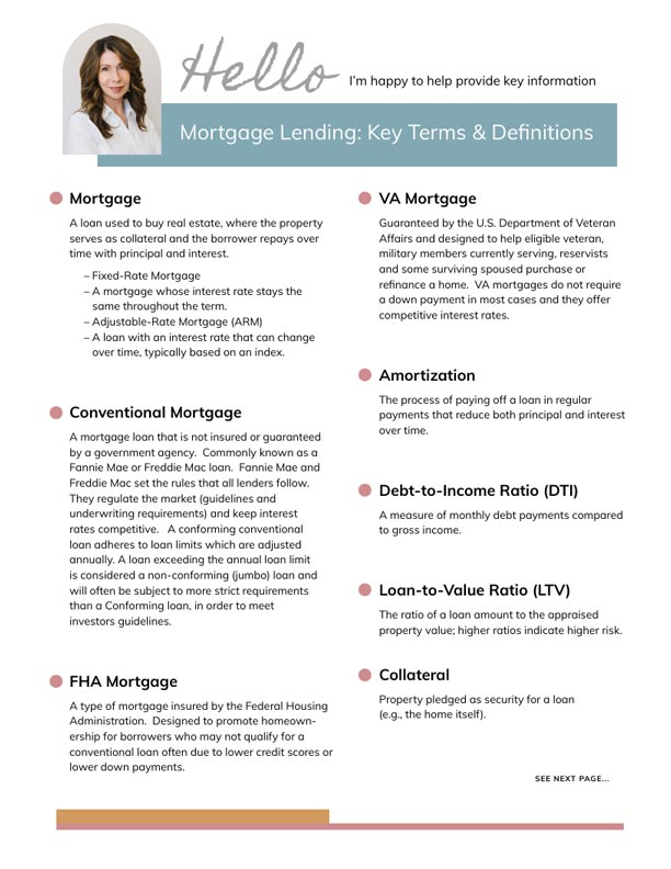 Information on Various Key Terms and their Definitions relating to Home Loans and Mortgage Lending
